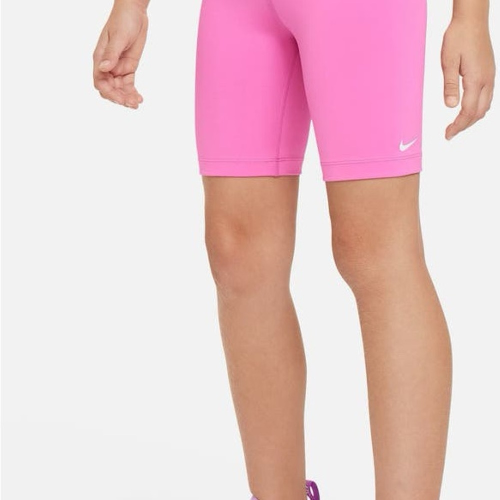 Nike One Dri Fit Biker Shorts 7” Inseam Pink Big Girls Size Large